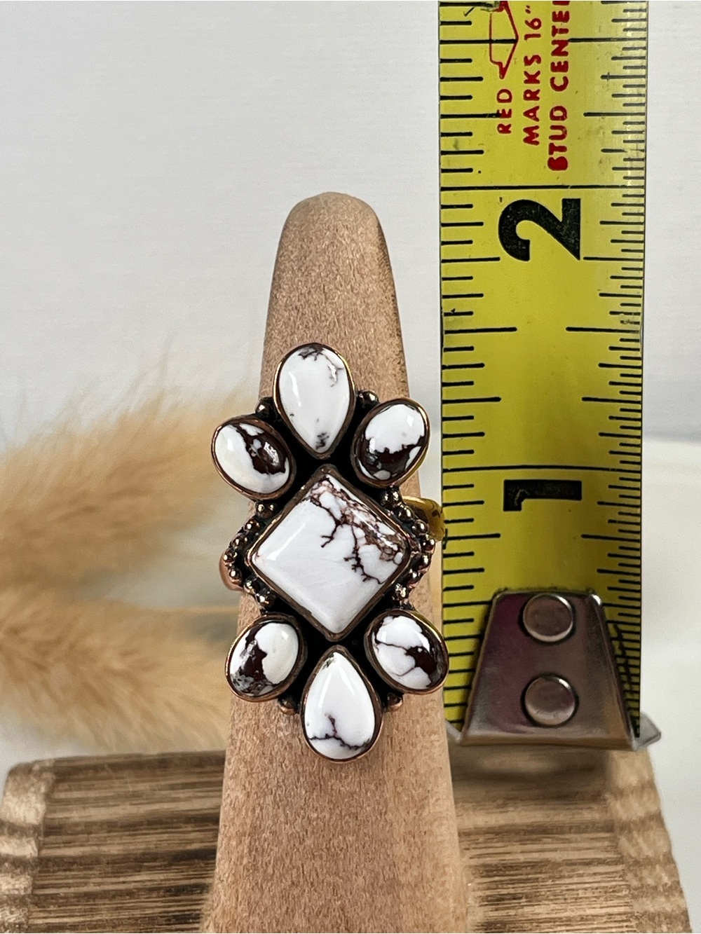 Solid Copper Wild Horse Gemstone Statement Ring Size 6.75 Adjustable - Picture 7 of 8